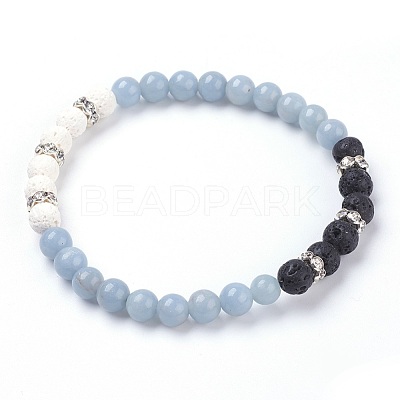 Natural Angelite Stretch Bracelets BJEW-JB03739-05-1