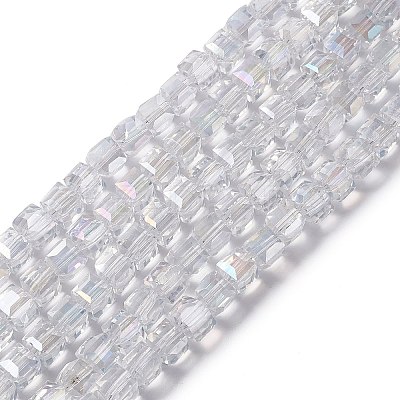 Electroplate Glass Beads Strands EGLA-D018-8x8mm-01-1