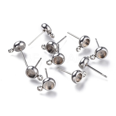Non-Tarnish 304 Stainless Steel Stud Earring Settings STAS-I161-01A-P-1