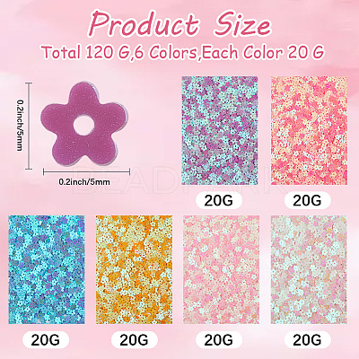 120G 6 Colors Plastic Sequins Beads PVC-CP0001-02C-1