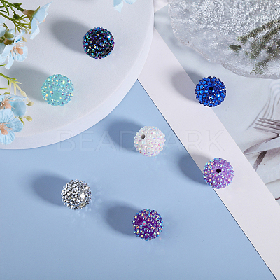 32Pcs 8 Colors Resin Rhinestone Beads RESI-CA0001-61-1