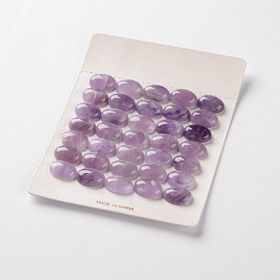 Natural Amethyst Gemstone Oval Cabochons G-J329-13-8x10mm-1