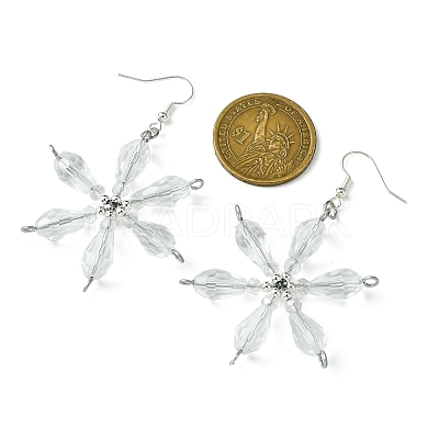 Christmas Snowflake Glass Dangle Earrings EJEW-TA00507-1