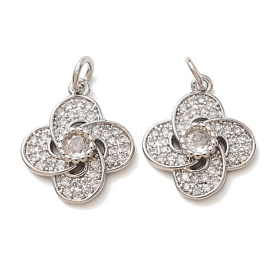 Brass Micro Pave Clear Cubic Zirconia Pendants CU-CBA2907-03C-P-1