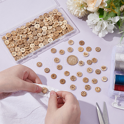 200Pcs 10 Styles 2-Hole Natural Coconut Buttons DIY-GA0008-28-1