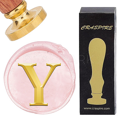 Brass Wax Seal Stamp with Wood Handle AJEW-WH0412-0320-1
