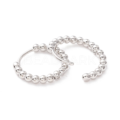 Rack Plating Brass Beaded Huggie Hoop Earrings for Women KK-D069-09P-RS-1