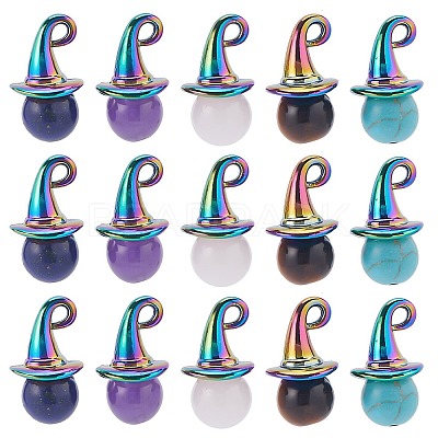 20Pcs Natural & Synthetic Mixed Gemstone Pendants FIND-SC0007-82-1