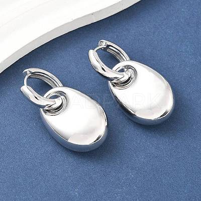 Oval Brass Hoop Earrings for Women EJEW-U057-06A-02P-1