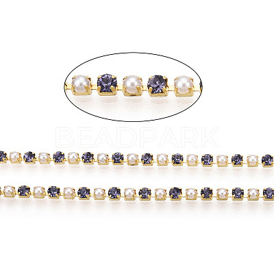 Brass Rhinestone Strass Chains CHC-N017-001A-A20-1