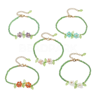 Natural Gemstone & Glass Beads Beaded Bracelets for Women BJEW-JB13426-1