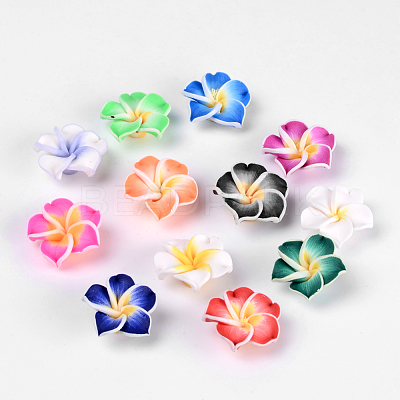 Handmade Polymer Clay 3D Flower Plumeria Beads X-CLAY-Q192-20mm-M-1