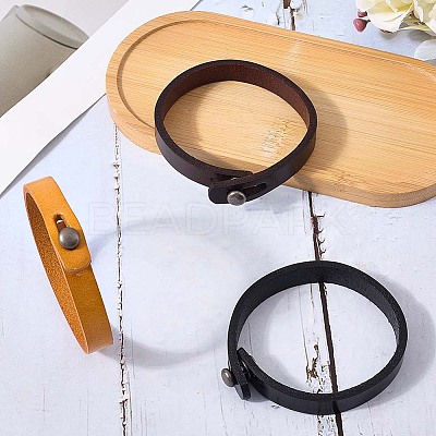 3Pcs 3 Colors Punk Retro Handmade Leather Cord Bracelet for Men BJEW-CL0001-05-1