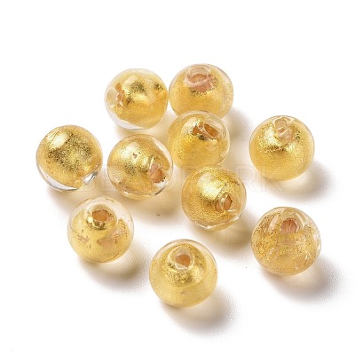 Handmade Gold Foil Lampwork Glass Beads FOIL-E003-02F-1