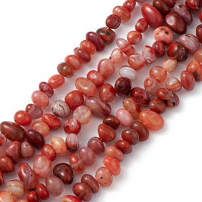 Natural Dyed Red Agate Nuggets Beads Strands G-J337-03A-1
