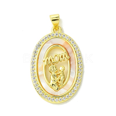 Mother's Day Brass Micro Pave Clear Cubic Zirconia Pendants KK-H472-13G-09-1