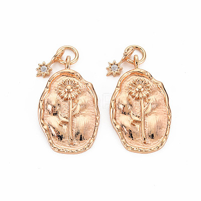 Brass White Opal Rhinestone Pendants X-KK-S364-217-1