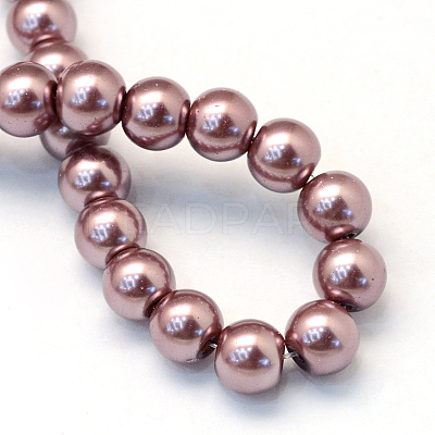 Baking Paint Pearlized Glass Pearl Round Bead Strands X-HY-Q330-8mm-58-1