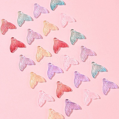 24Pcs 6 Colors Transparent Spray Painted Glass Pendants GLAA-FS0001-90-1