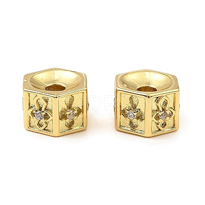 Brass Cubic Zirconia Beads KK-K346-08G-1