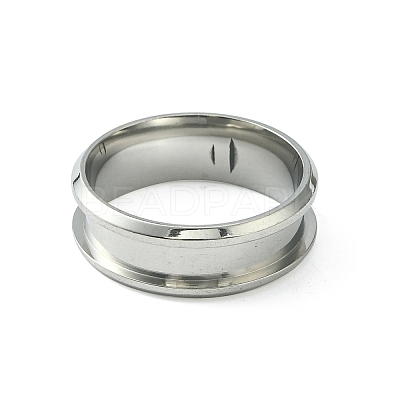 201 Stainless Steel Grooved Finger Ring Settings STAS-TAC0001-10D-P-1