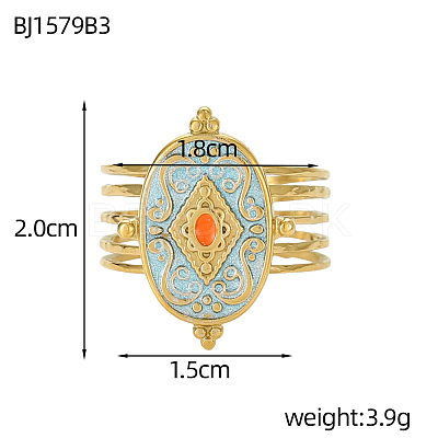 304 Stainless Steel Enamel Multi-strand Rings for Women STAS-OY012-54G-1
