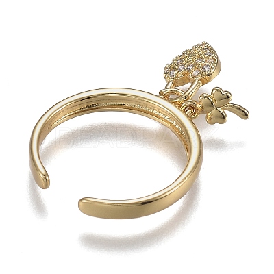 Adjustable Brass Micro Pave Clear Cubic Zirconia Cuff Rings ZIRC-Z002-05G-1