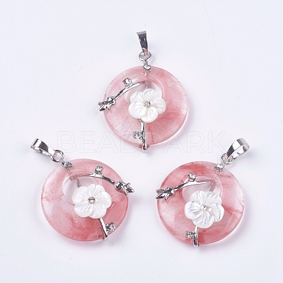 Watermelon Stone Glass Pendants G-F546-A02-1