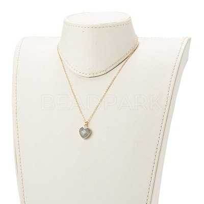Mixed Natural Gemstone Heart Pendant Necklaces NJEW-JN03491-1