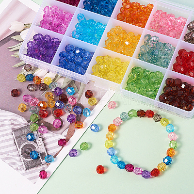450Pcs 15 Colors Transparent Acrylic Beads TACR-CJ0001-31-1