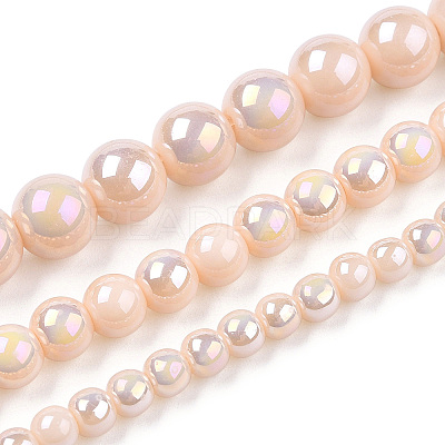 Electroplate Opaque Glass Beads Strands X-GLAA-T032-P8mm-AB09-1