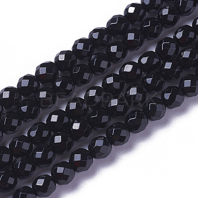 Natural Dyed & Heated Black Onyx Beads Strands G-F596-28-2mm-1