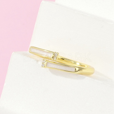 Brass Micro Pave Cubic Zirconia Cuff Rings RJEW-S400-12G-1