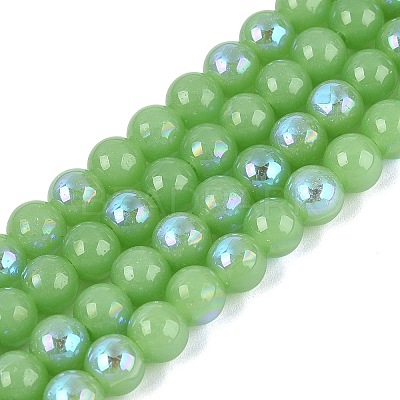 Electroplate Imitation Jade Glass Beads Strands LS-EGLA-Q132-6MM-01B-08-1