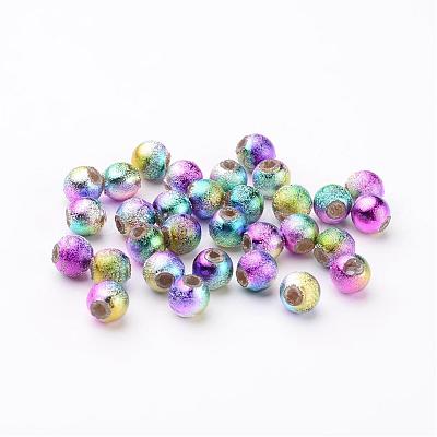 Mixed Colorful Spray Painted Matte Acrylic Round Beads X-PB25P9282-1