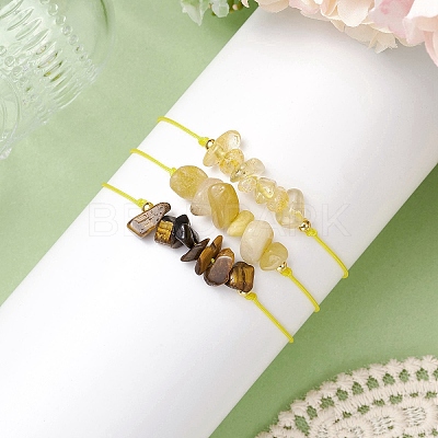 3Pcs 3 Styles Gemstone Braided Bead Bracelets BJEW-JB11146-02-1
