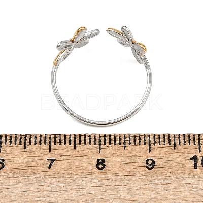 304 Stainless Steel Double Color Cuff Rings RJEW-S635-01GP-19-1