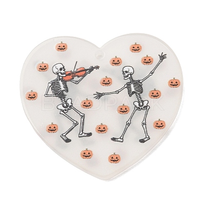 Halloween Luminous Printed Transparent Acrylic Pendants OACR-B055-01B-1