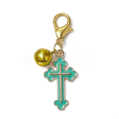 Cross Alloy Enamel Pendants Decorations HJEW-JM01075-1