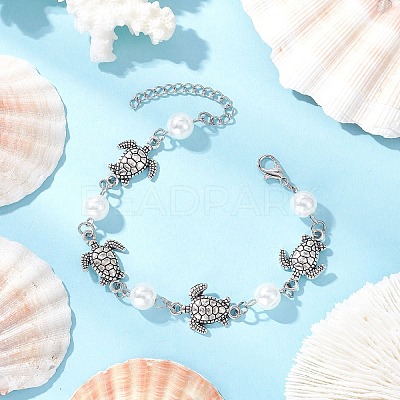 Ocean Series Alloy Tortoise Link Bracelets BJEW-JB11840-02-1