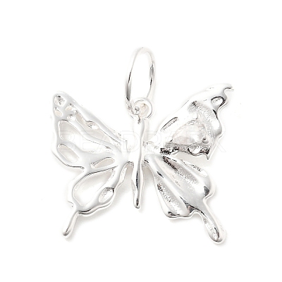 925 Sterling Silver Pave Clear Cubic Zirconia Hollow Butterfly Pendants STER-S013-03S-1