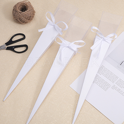 Cone Iridescent Paper Single Rose Packaging Gift Boxes LS-CON-WH0085-50A-1
