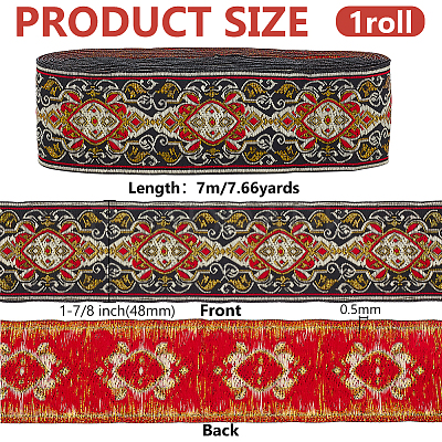 Ethnic Style Embroidery Polyester Ribbons OCOR-WH0070-04D-1