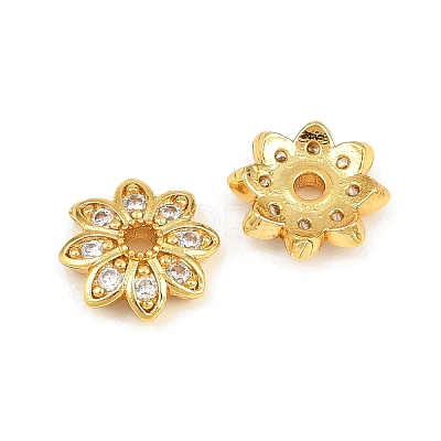 Brass Micro Pave Clear Cubic Zirconia Bead Caps CU-CBA6A75-29G-1