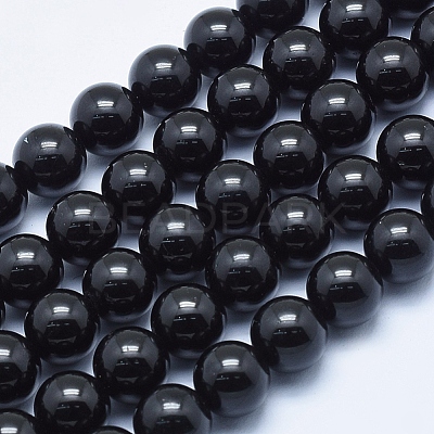 Natural Black Tourmaline Beads Strands G-E444-27-8mm-1