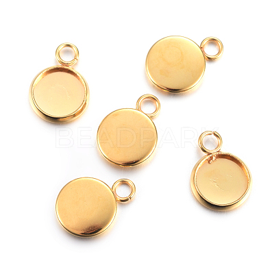 201 Stainless Steel Pendant Cabochon Settings X-STAS-F191-14G-A-1