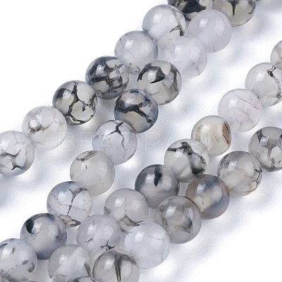 Natural Dragon Veins Agate Bead Strands X-G-K166-14-6mm-01-1