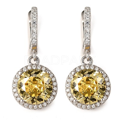 925 Sterling Silver Micro Pave Cubic Zirconia Dangle Hoop Earrings EJEW-F371-01B-02-1