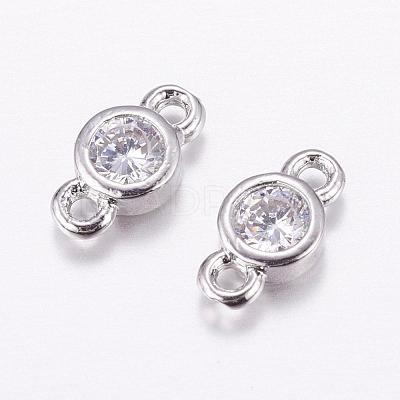 Brass Micro Pave Cubic Zirconia Links KK-F714-09P-1