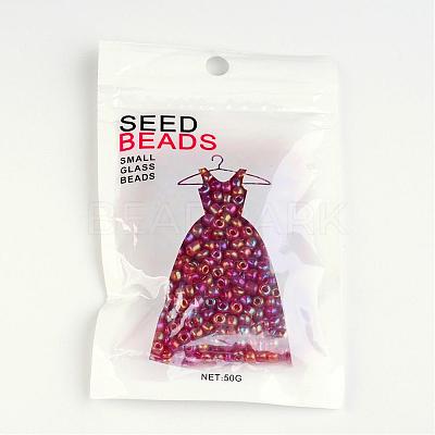Transparent Rainbow Colours Round Glass Seed Beads X-SEED-A007-4mm-165-1